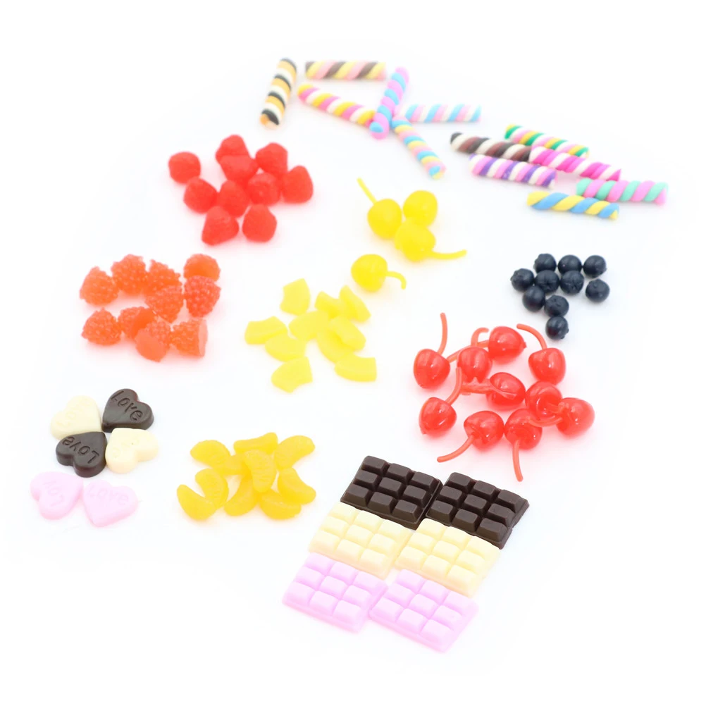 Imitación de comida de cerezas falsas, palito de galletas de Chocolate, arte en miniatura de resina, cabujón plano, artesanía decorativa DIY, álbum de recortes, nuevo