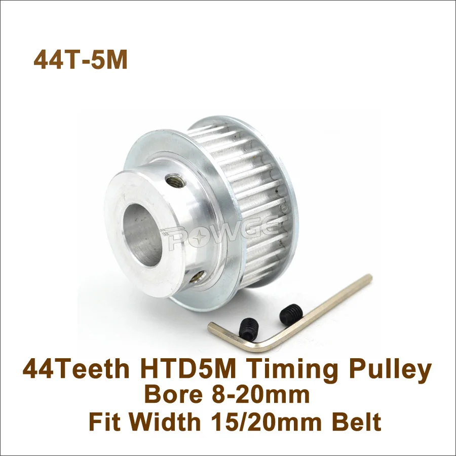 

POWGE 44 Teeth 5M Timing Pulley Bore 8-20mm Fit Width 15/20mm HTD 5M Timing Belt 44T 44Teeth HTD 5M Synchronous Pulley