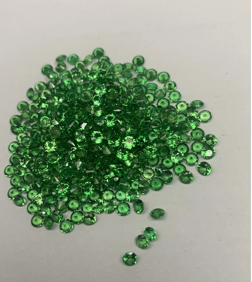 Pirmiana Mid Color Machine Cut High Quality Natural Tasvorite  Green Gemstone Round 0.70-2.50mm  for Diy Jewelry Making