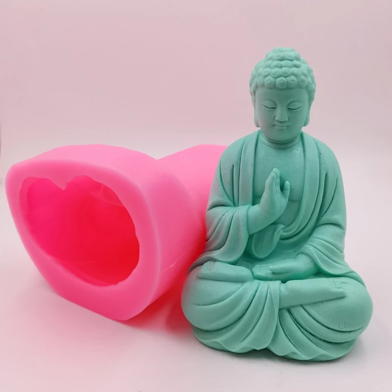 Large Buddha Silicone Mold Candle Wax Molds, Epoxy Gypsum, Concrete Statue Mold, Mould, Home Garden Decorations, Craft Moulds