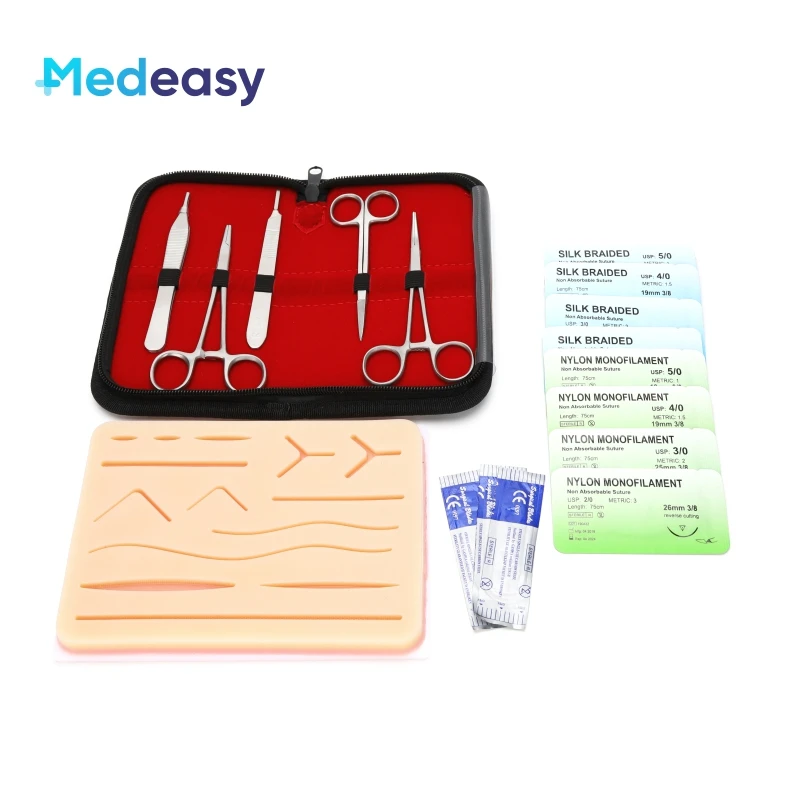 Medical Students Suture Practice Kit Surgical Training with Skin Pad Model Tool Set Educational Teaching Equipment