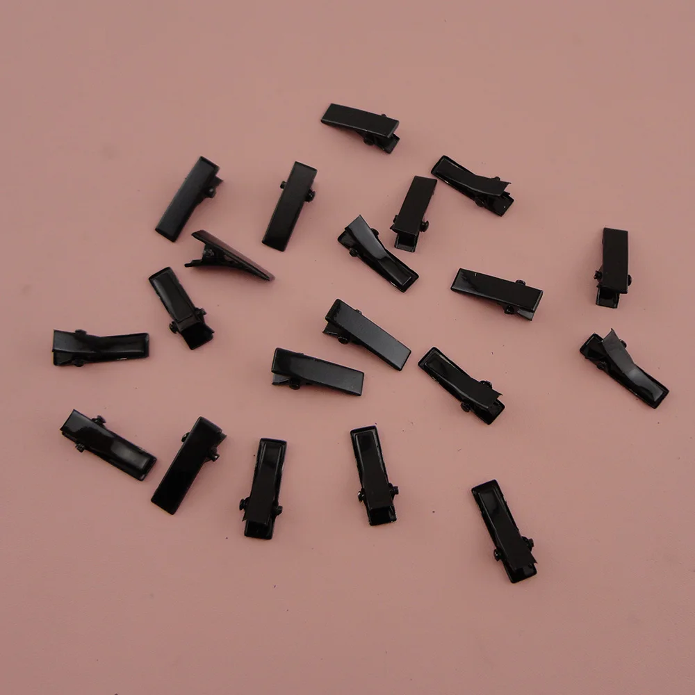 

100PCS Black 2.0cm 3/4" mini Rectangle plain Metal Alligator Clips with small teeth for DIY hair jewelry,pet hairclip pins