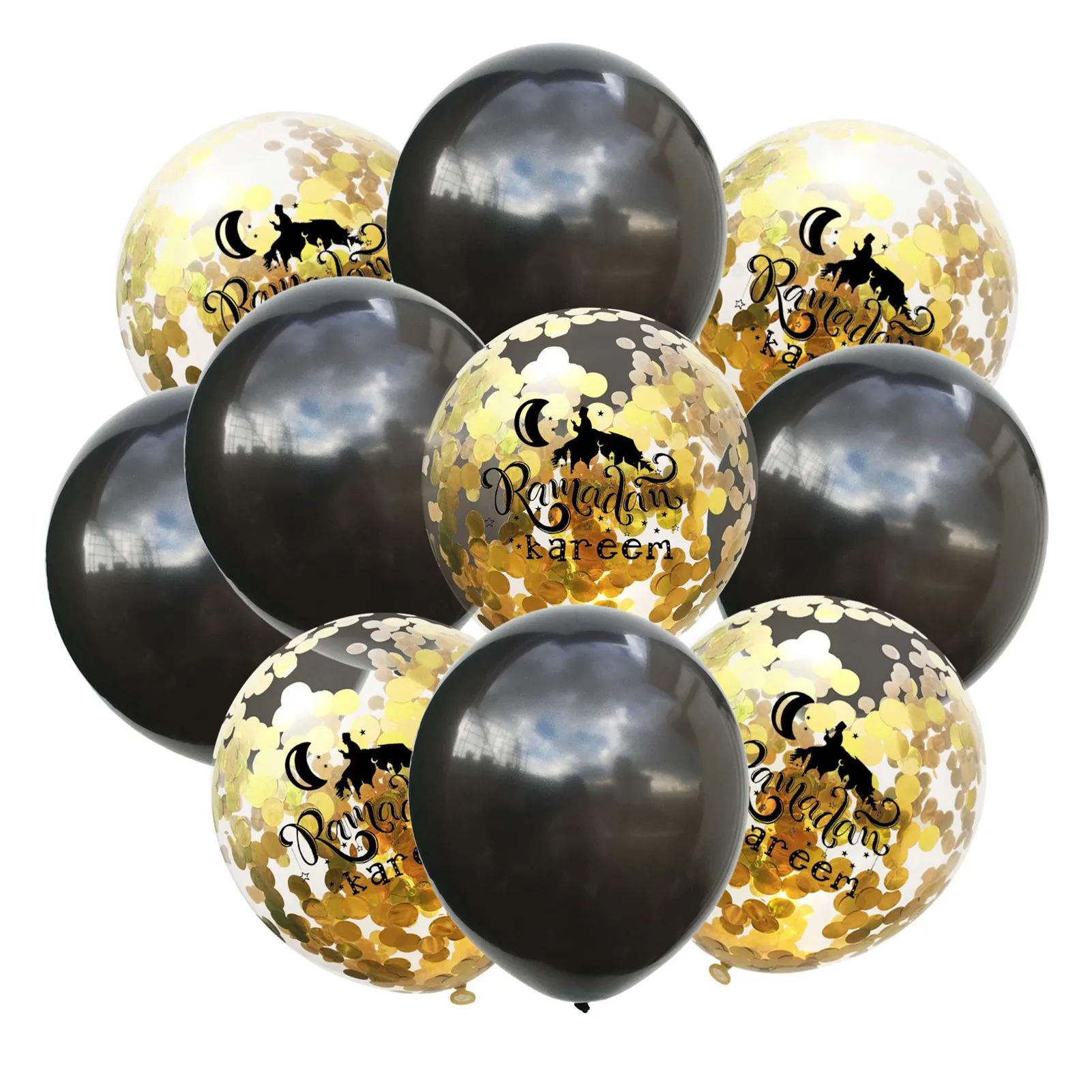 10 stücke Ramadan Kareem Eid Mubarak Latex Ballon Set Ramadan Party Dekorationen Liefert Mit Konfetti Pailletten Drop Schiff Großhandel