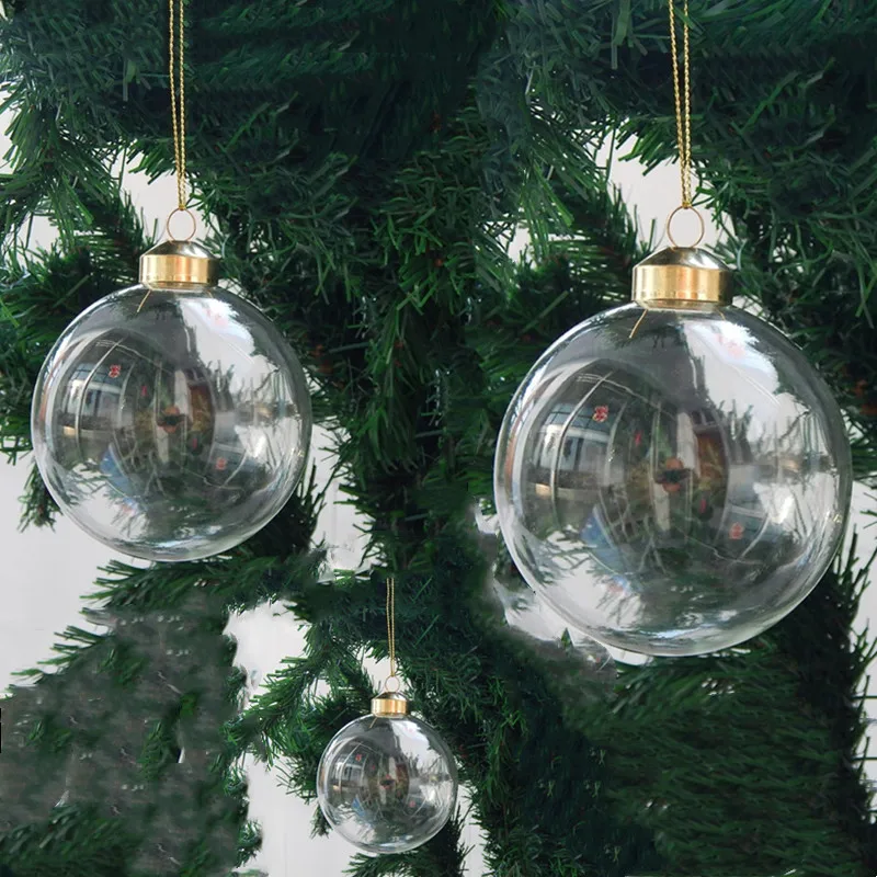 

24pcs/pack Diameter=6cm 8cm 10cm Mixed Size Transparent Glass Ball Home Decoration Christmas Day Hanging Globe Ornament Wedding