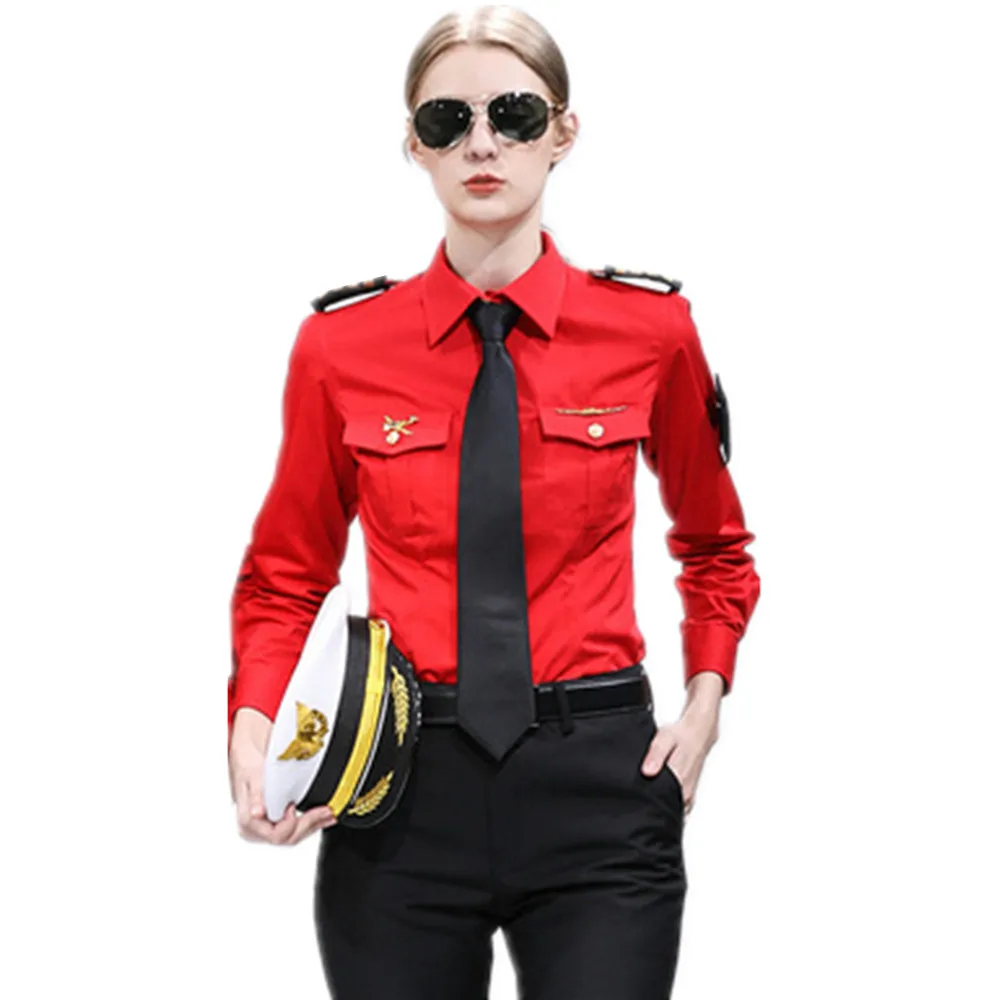 Women Shirt Hotel Bar\'s Work Clothes Long Sleeve Spring Autumn Airline Uniform Office Lady Suit For Stewardess Cosplay Show