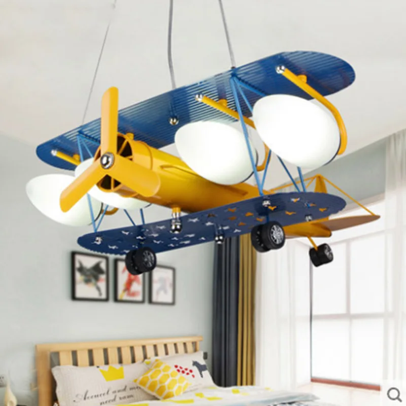 Modern blue chandelier led chandelier with remote control For Children's room Bedroom Home Airplane Light decor boys room light
