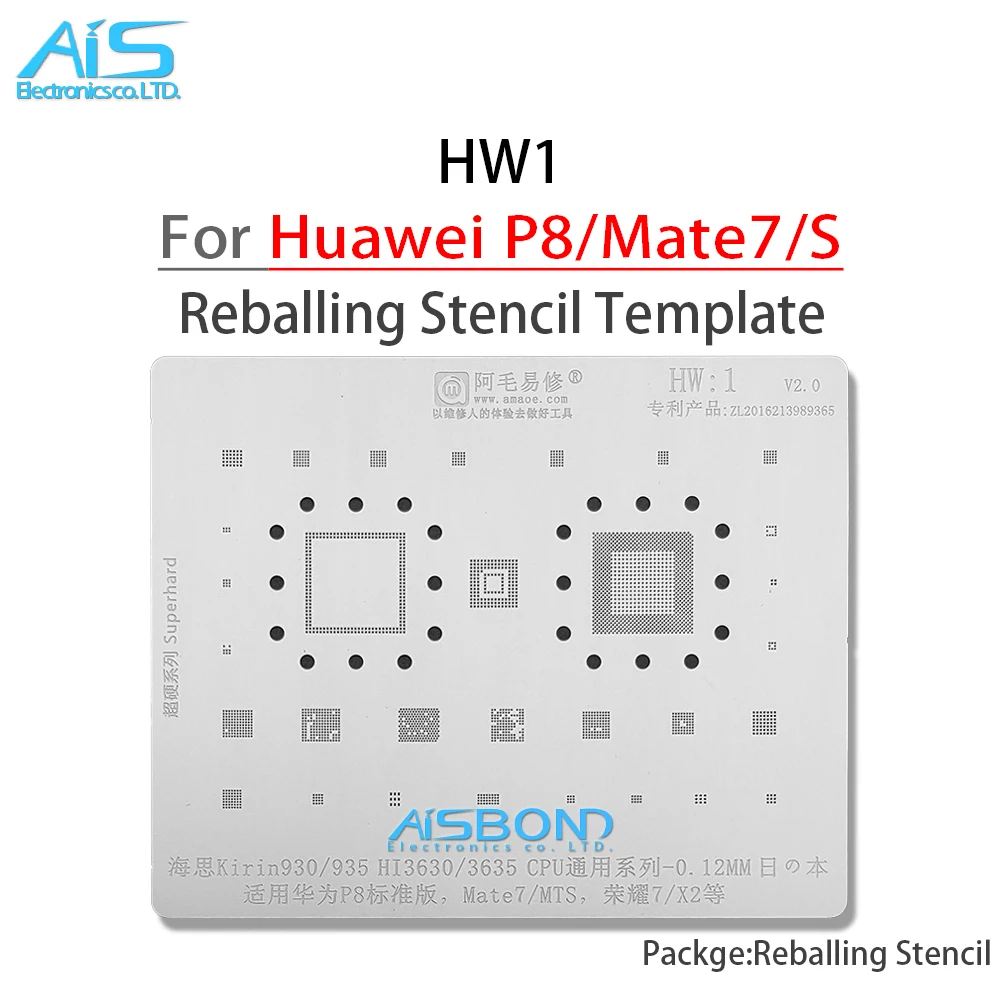 Amaoe HW1 BGA Reballing Stencil For Huawei P8 Mate7 MateS Mate 7 S Honor 7 X2 For Kirin 930 935 HI3630 HI3635 CPU Power IC