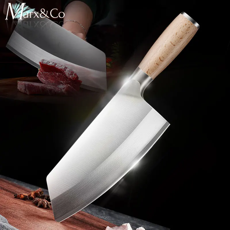 

Kitchen Knife Cleaver Chef Knife Meat Chopper 8 inch High Carton Stainless Steel Butcher Knife Vegetable Cooking Wooden Handle