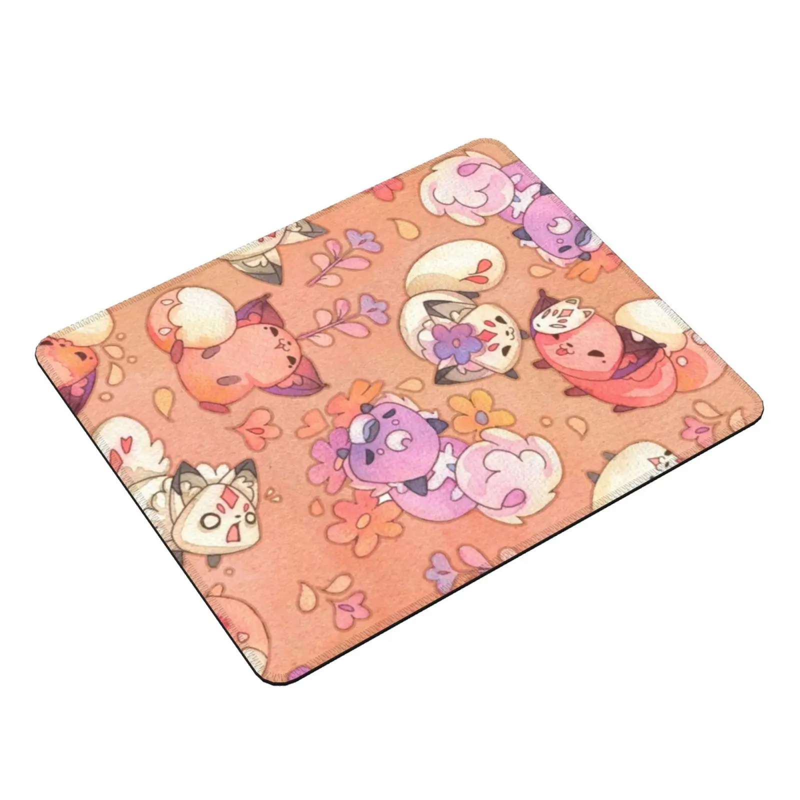 Foxy Beans Mouse Pad DIY Print Fox Bean Tiger Kitsune Floral Flower Ninetails