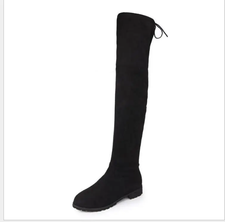 

New Winter Sexy Knee Boots Tight Knight Boots Suede Round Stretch suede women's boots Women Trend Black Red Women's Boots