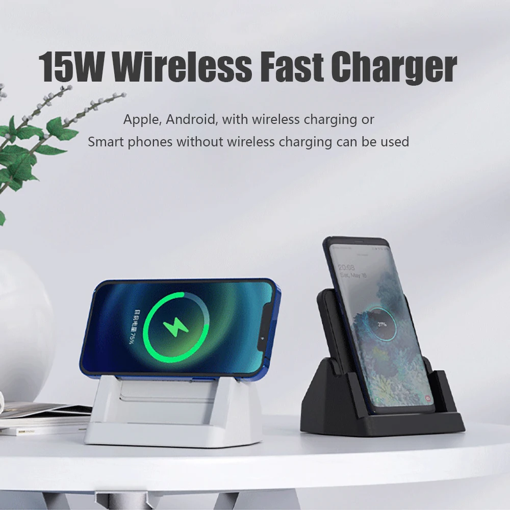 15W Qi Wireless Charger Stand For iPhone 12 11 Pro X XS Max XR 8 Samsung S20 S10 Note 20 Fast Charging Dock Station Phone Holder