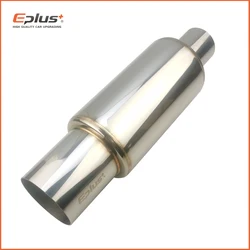 EPLUS Car Moto Exhaust Systems Muffler Tail Pipe Straight Row Type Mufflers Universal Stainless Steel 304 51mm 63mm Silver Blue