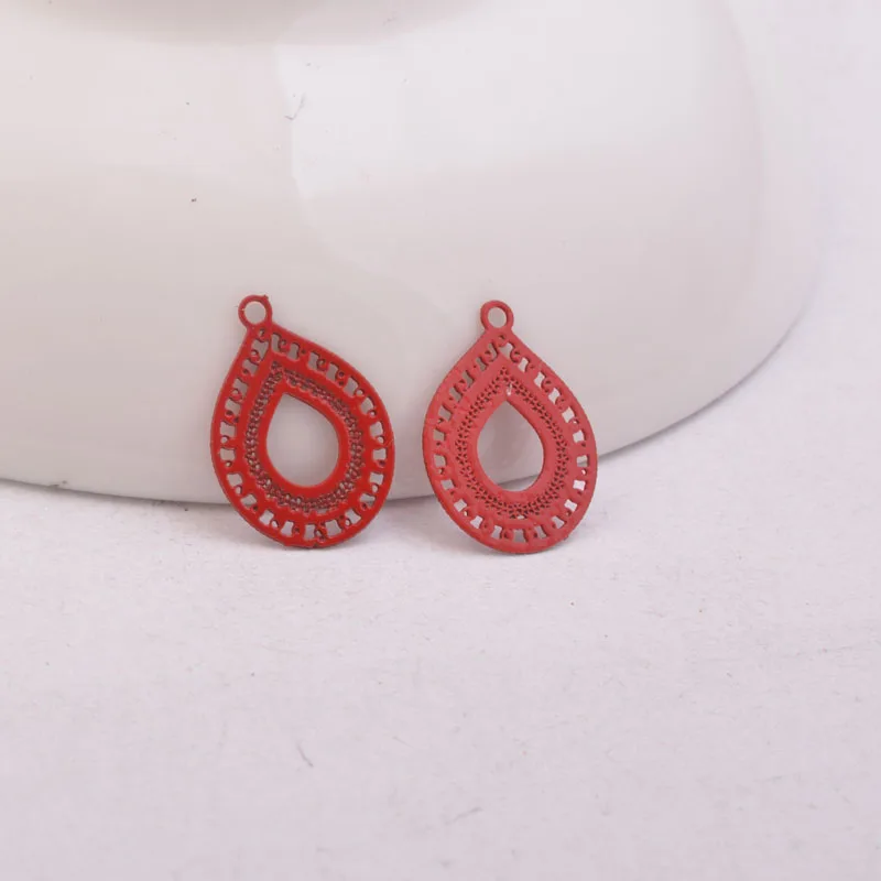 100 Stück AC10569 12*16mm Messing-Filigran-Anhänger in Roségold- und Silberfarbe, kleiner Wasserzeichen-Anhänger, DIY-Schmuckzubehör – Detail 12
