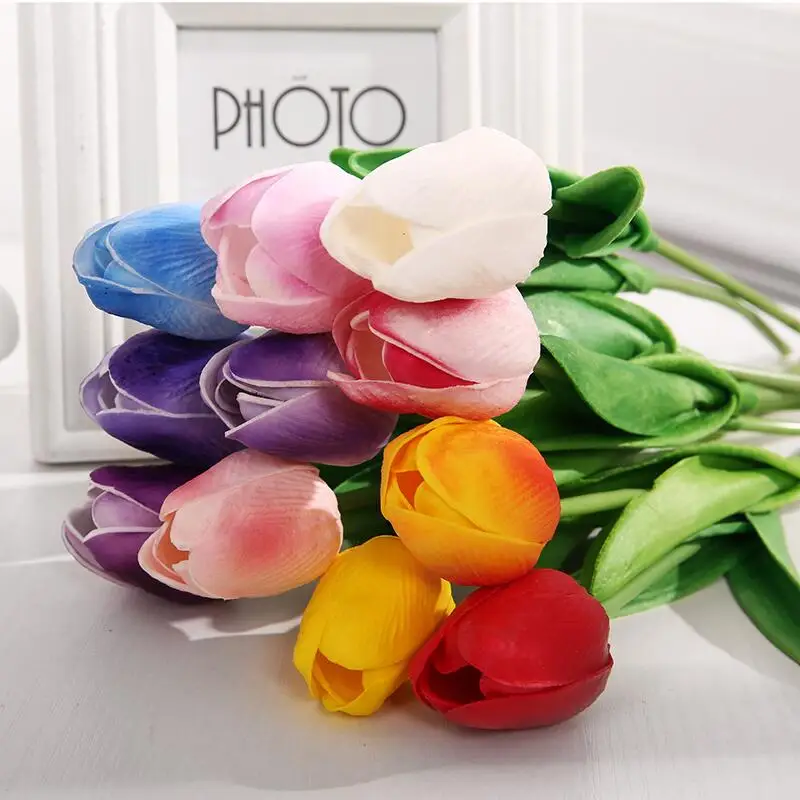 Latex Tulips Artificial PU Flower bouquet Real touch flowers For Home decoration Wedding Decorative Flowers LX8046