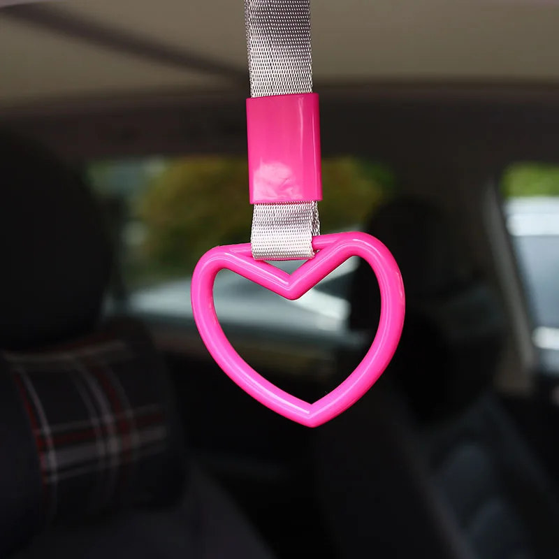 JDM Tsurikawa Heart Roundel Car Interior Pull Ring Subway Train Bus Handle Strap Charm Drift Rear Bumper Warning Loop