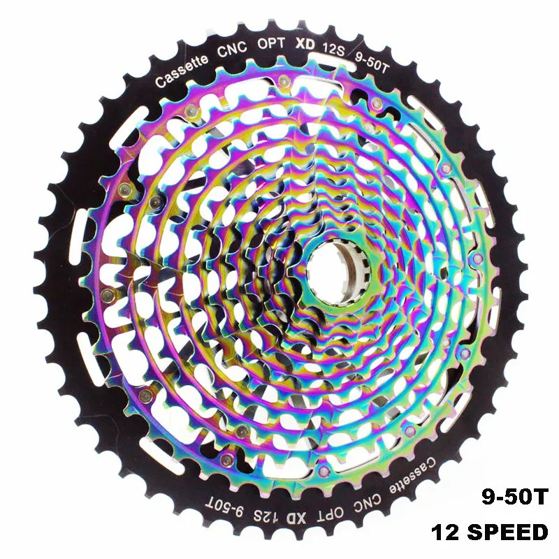 

MTB 12 Speed 9-50T Cassette XD Cassette Rainbow Cassette Mountain Bike Wide Ratio Flywheel Ultralight 12S Bike Cassette Colorful