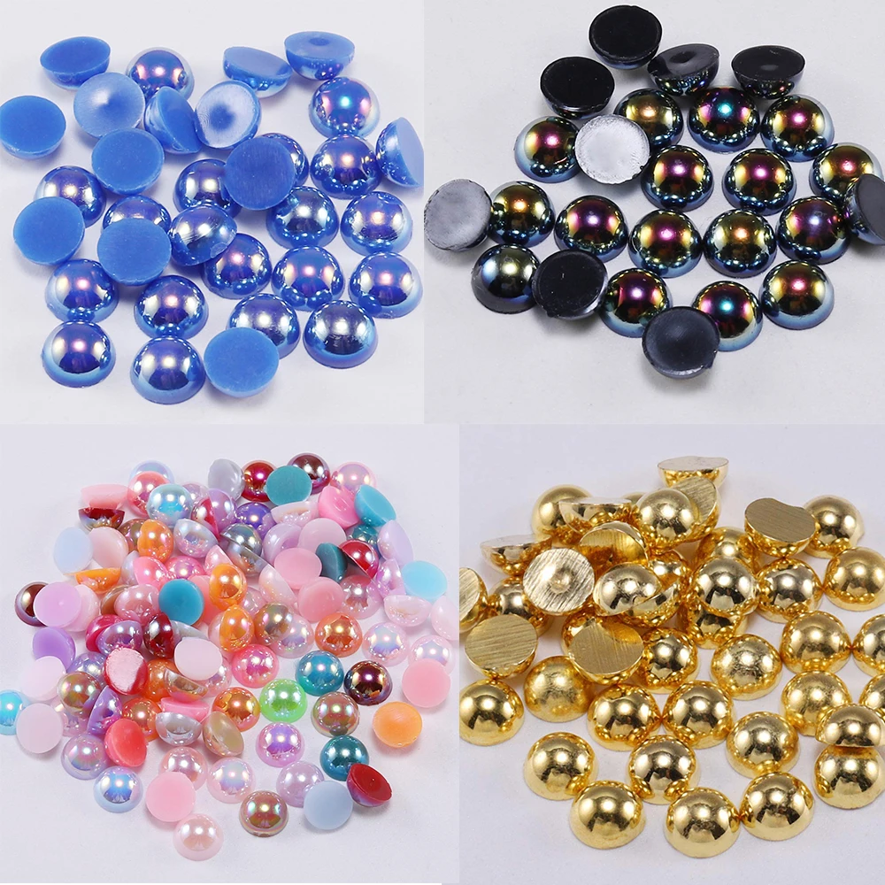 2 3 4 5 6 8 10 12 14 mm Cabochon Half Round Bead Pearl Craft ABS Imitation Pearl Half Round Resin Beads Supplies For DIY Jewelry