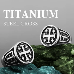 Jerusalem Cross Religion Stainless Steel Mens Rings Simple Retro for Male Boyfriend Biker Jewelry Creativity Gift Wholesale