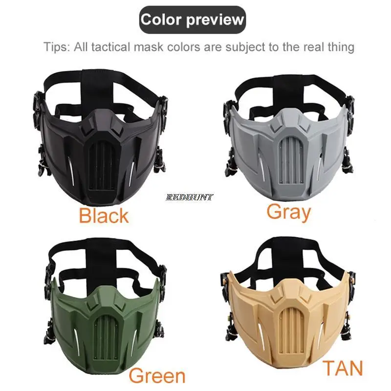 Airsoft Half Face Mask with Adjustable Strap Paintball Mesh Mask Tactical Helmet Masks Black Face Mask for Men