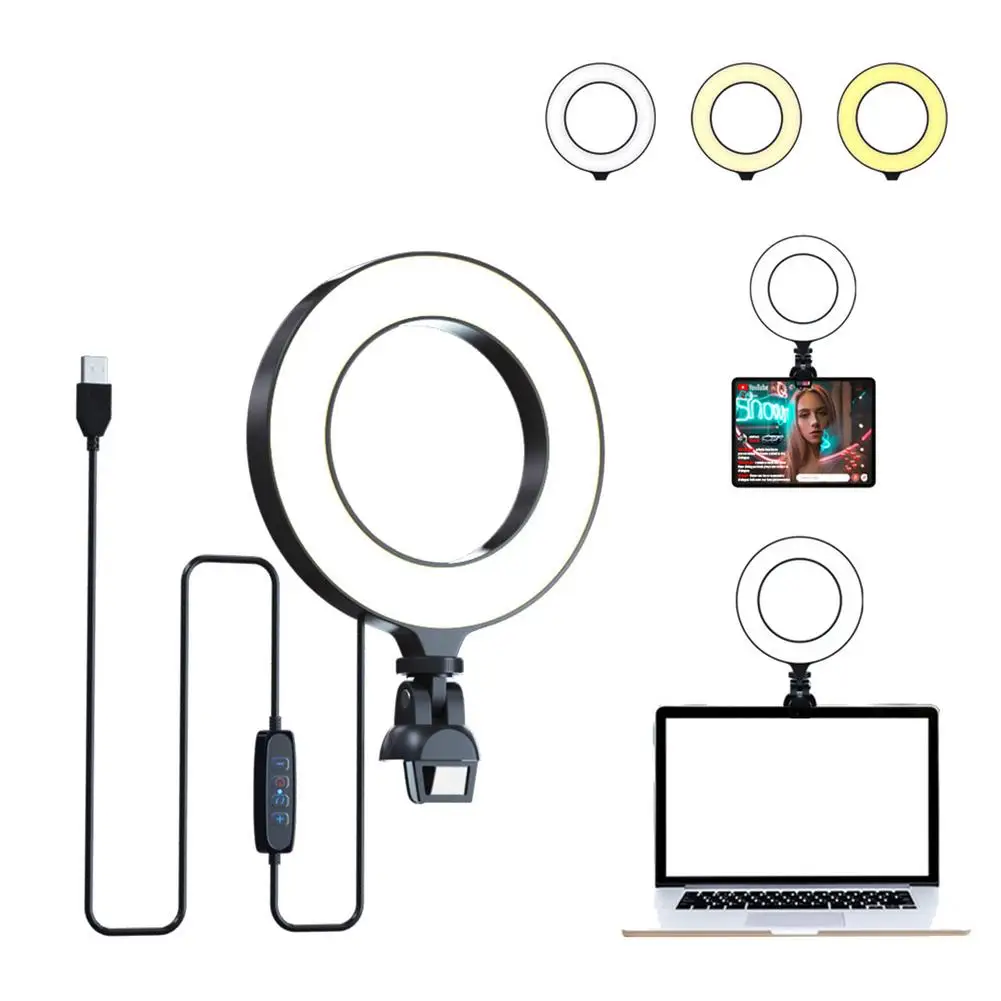 Selfie Ring Light Clip With Clip Mount Desk Makeup For IPad Laptop PC Webcam Light Clamp With Clip For TiktokYoutube Live Steam