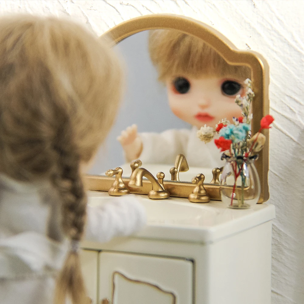 Aizulhomey Metal Wash Basin Furniture For Dollhouse 1:12 Blythe ob11 GSC Lol Dollhouse Accessories Bathroom sink Baby Mini Toys