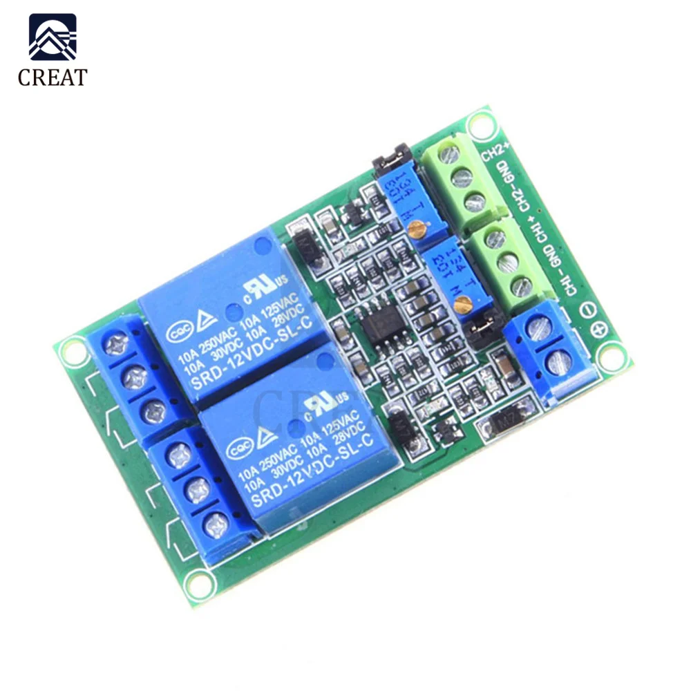 2 canali tensione LM393 comparatore modulo preciso LM393 2CH Way per divisore resistore di precisione relè elettronico fai da te DC 12V 52mA