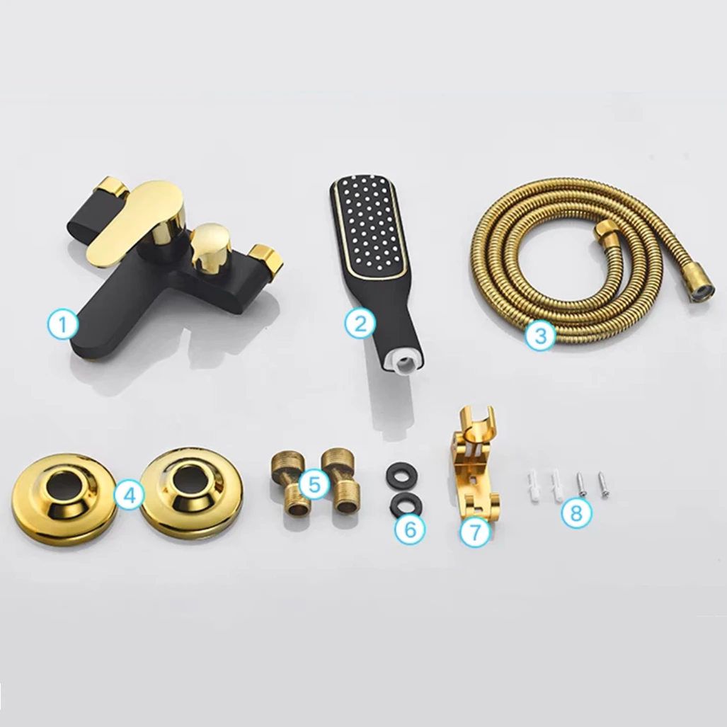 Shower Faucet White/Black Brass Bathroom Accessories Mixer Valve Bathtub Shower Tap Kit Wall Mount Adjustable Hand Spray Shower