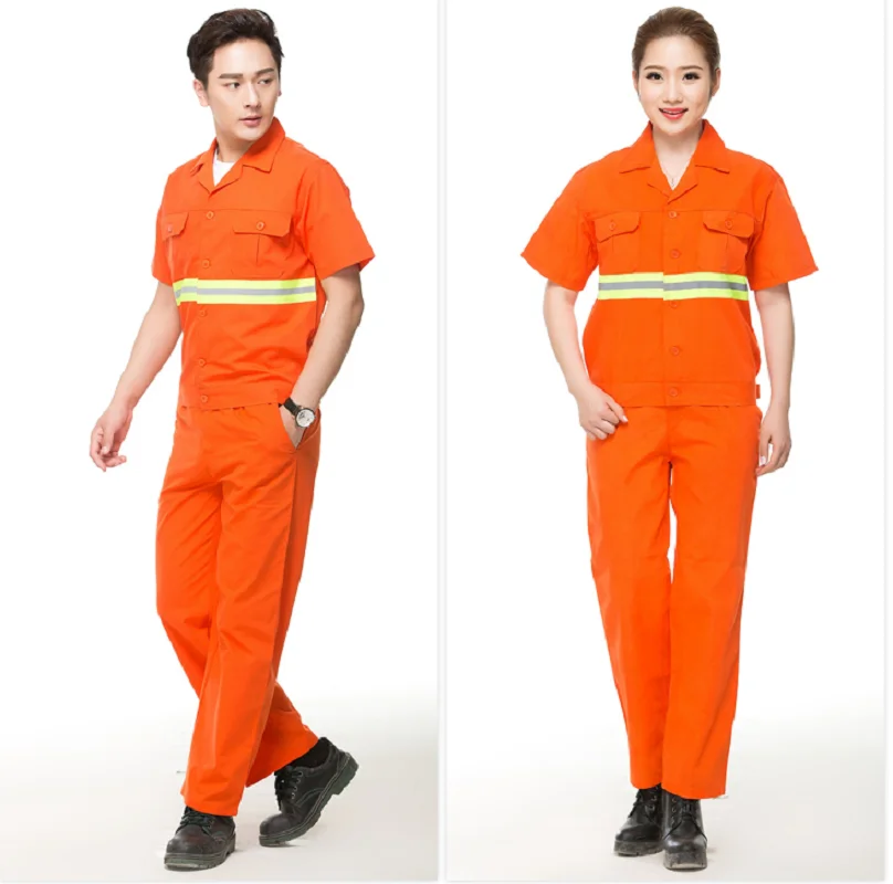 Summer thin breathable Woman men work uniform Reflective coverall auto repair workshop mechanic cleaner construction worker suit