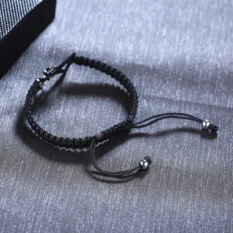Vnox Stainless Steel Leviathan Cross Lucifer Charm Bracelet Handmade Braided Rope Bracelets for Women Men Christian Jewelry
