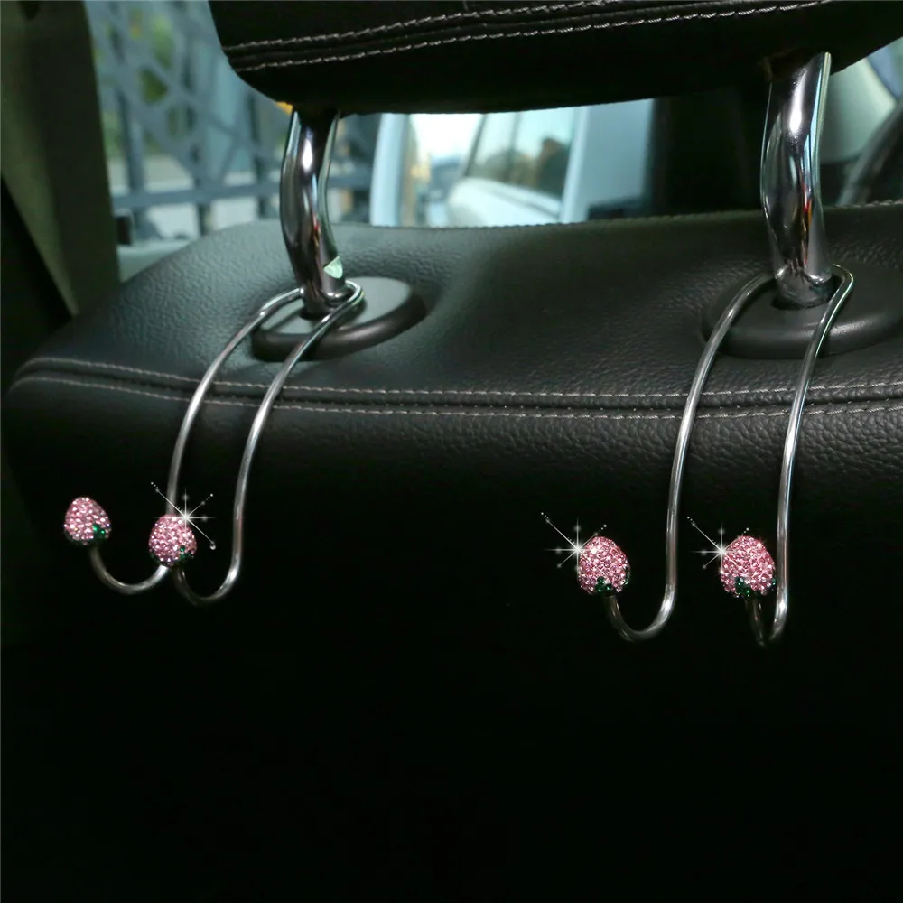 2 Pack Durable Diamond Strong Backseat Storage Hooks Car Hangers Seat Back Organizers Headrest Bag Rack