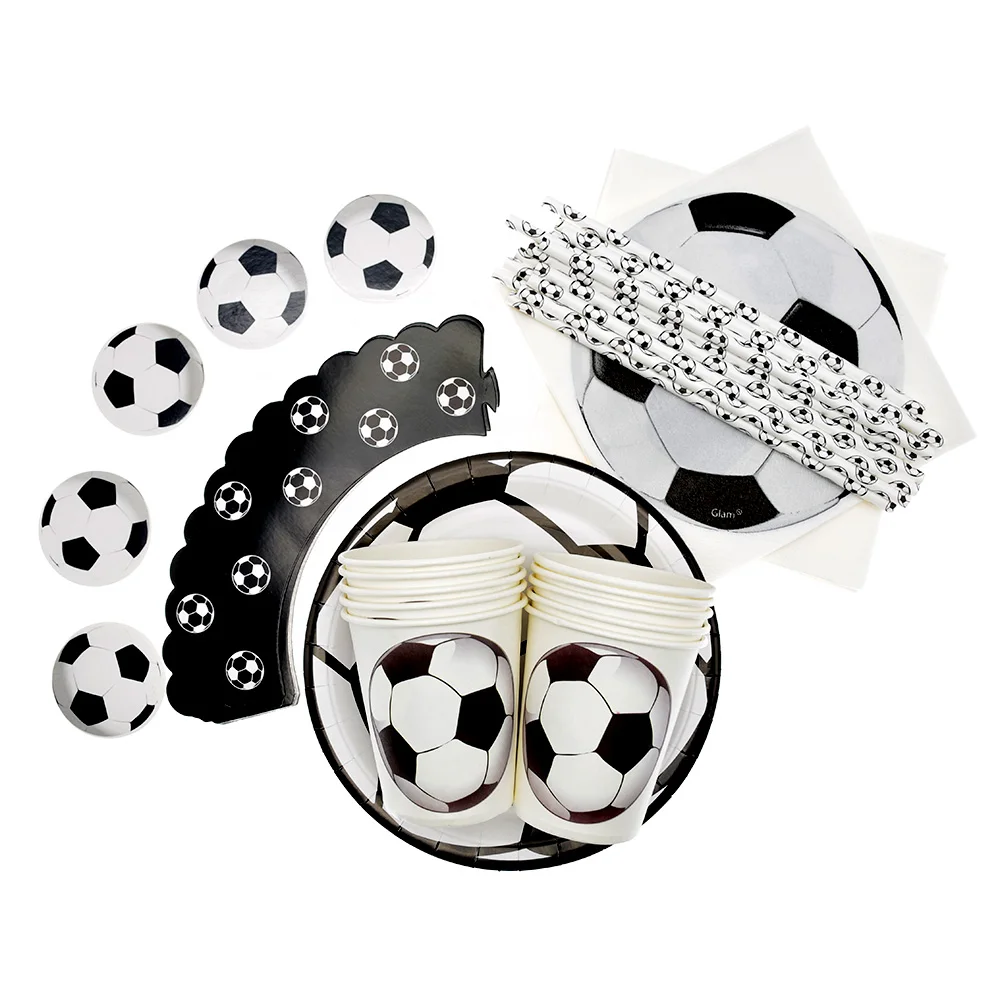 Football Theme Disposable Tableware set Napkin Plates Cups  Soccer Pattern  Boy Birthday Party baby shower cake Deco Supplies