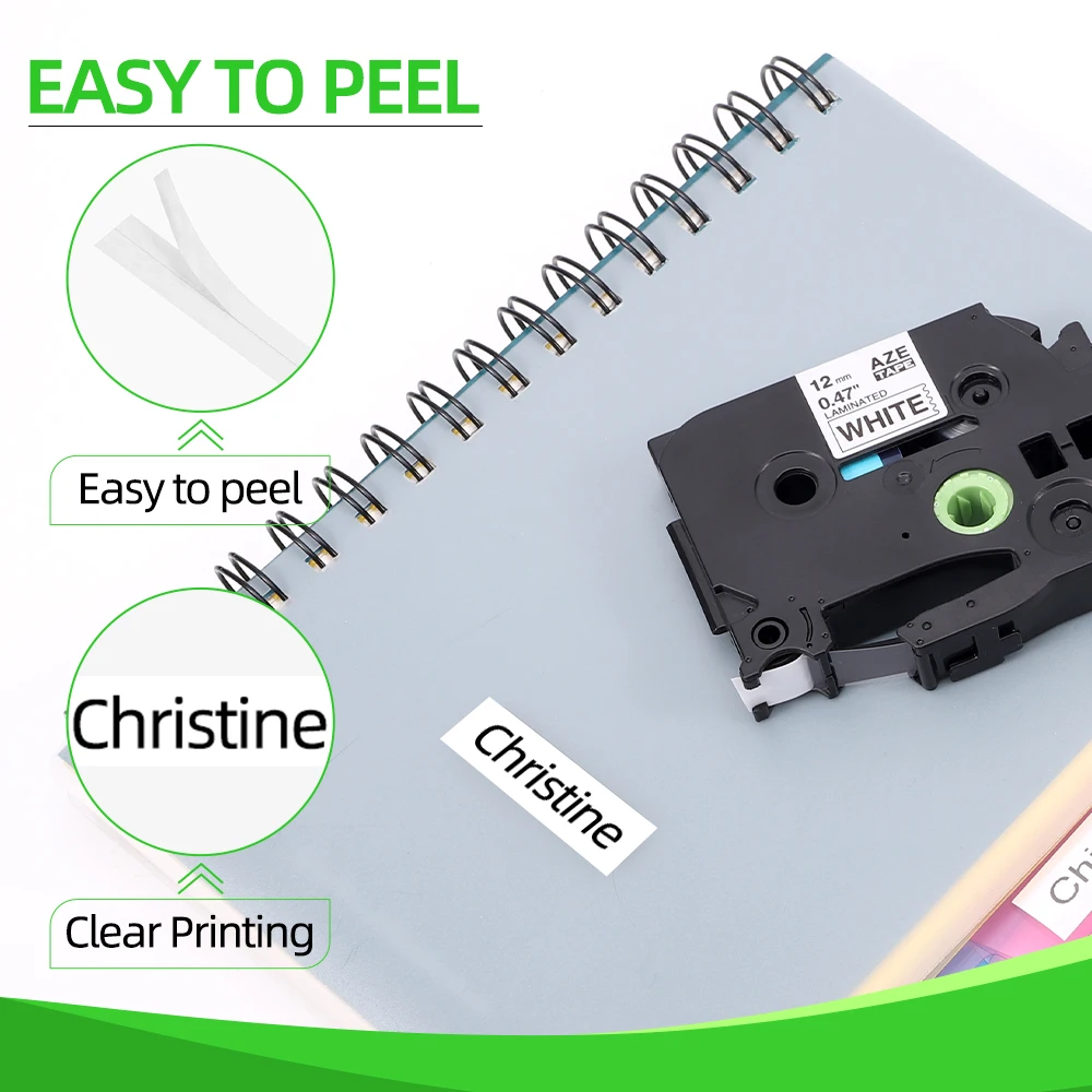 12Mm Patroon Label Tape 12Mm Compatibel Voor Brother P Touch Label Maker PT-D200 12Mm Zwart Op Wit tze-231 Voor PTH110 PTP300BT