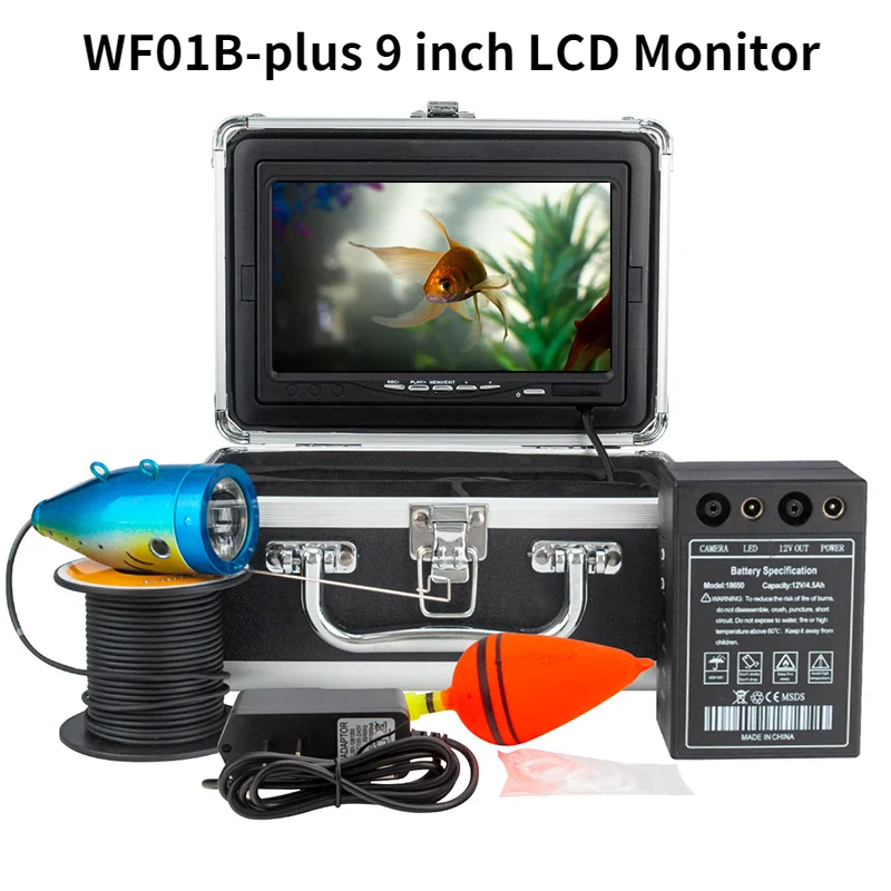 WF01B-plus 9 inch LCD Monitor 12 LED White Lights HD Camera 6500MA Large Capacity Power Supply Box Portable  Fishing Camera