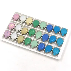 High Quality K9 Glass Crystal Teardrop Shape Opal Stones Sewing Silver Claw Setting Rhinestones Diy Clothing/Handcraft