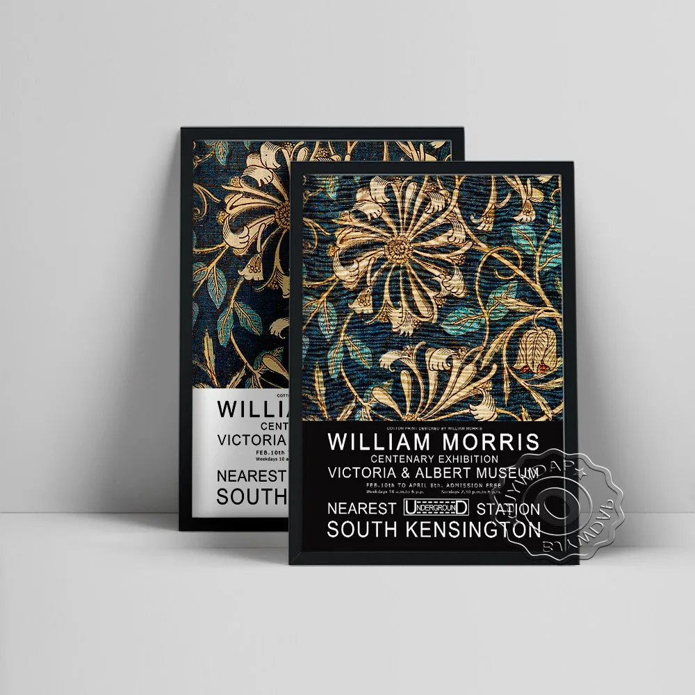 

William Morris Exhibition Museum Vintage Art Prints Poster, Arts Crafts Movement Wall Hanging Stickers, Living Room Home Decor