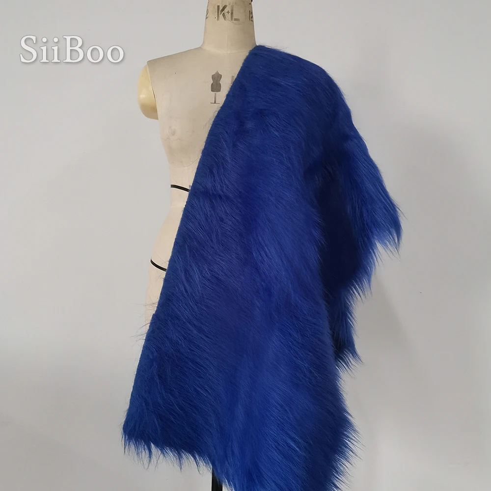 Royal blue 9cm plush faux fur fabric for winter coat vest stage cosplay decor long fur fabric tissue DIY 150*50cm 1pc SP5420