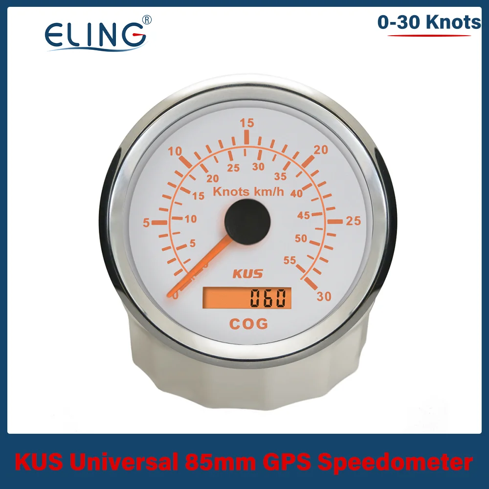 

KUS Universal 85mm 0-15knots 0-30knots 0-60knots GPS Speedometer with COG 12V/24V for Boat Trailer Yacht Vessel