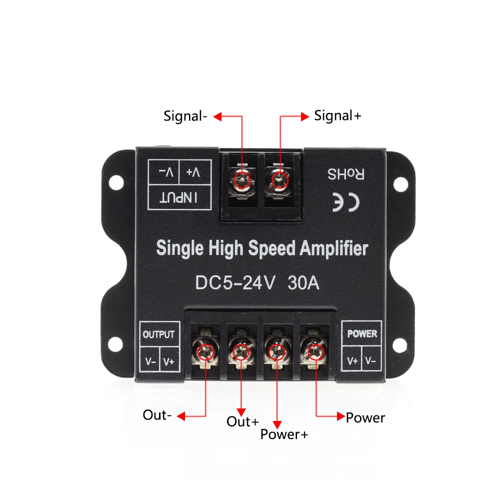 30A LED Strip Amplifier DC5-24V Single High Speed Amplifier for Single Colour LED Strip Power Repeater Console Controller.