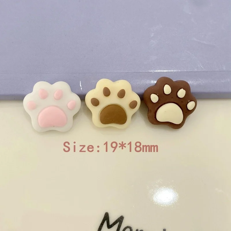 20Pcs Kawaii Bear Paw Flatback Resin Cabochons Embellishments for Scrapbooking Craft DIY Hair Bows Center Accessories Decoration