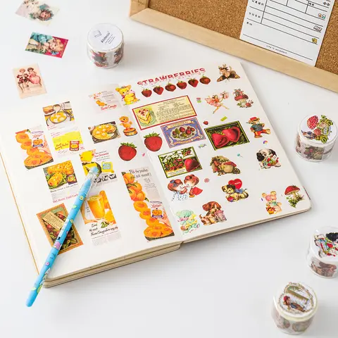 1 st/1 parti Washi Masking Tapes Djur Jordgubbstårta Dekorativ Självhäftande Scrapbooking DIY Papper Japanska Klistermärken 5 m 10 best sales jordgubbs-washitejp - №6