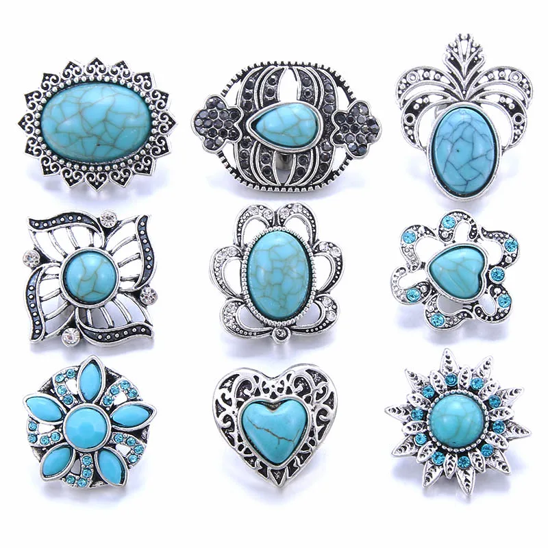 5Pcs/Lot Random Mixed Metal Crystal Snap Button Jewelry Suitable for Women's 18MM Snap Button Bracelet Necklace Fashion Jewelry