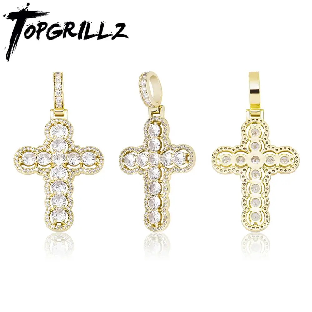 TOPGRILLZ 2020 New Hip Hop Cross Pendant High Quality Iced Out Cubic Zirconia Pendant Hip Hop Fashion Charm Jewelry Gift For Men