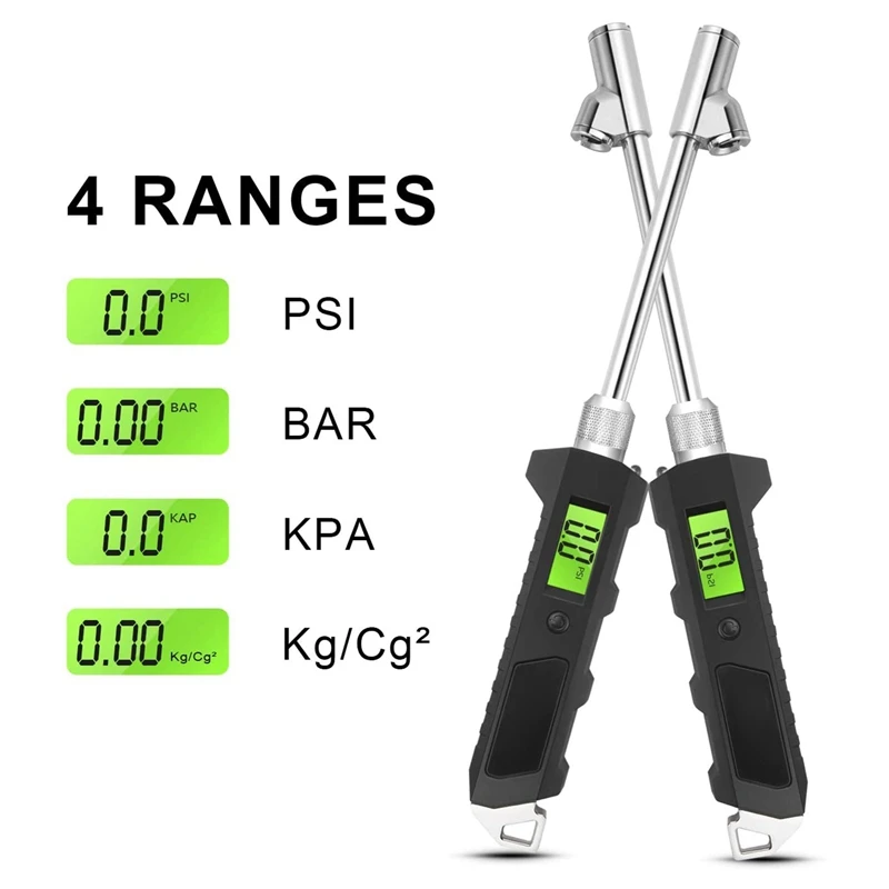 Illuminated Heavy-Duty Truck Tire Pressure Gauge with LCD Luminous Display Dual-Head Digital Tire Pressure Gauge