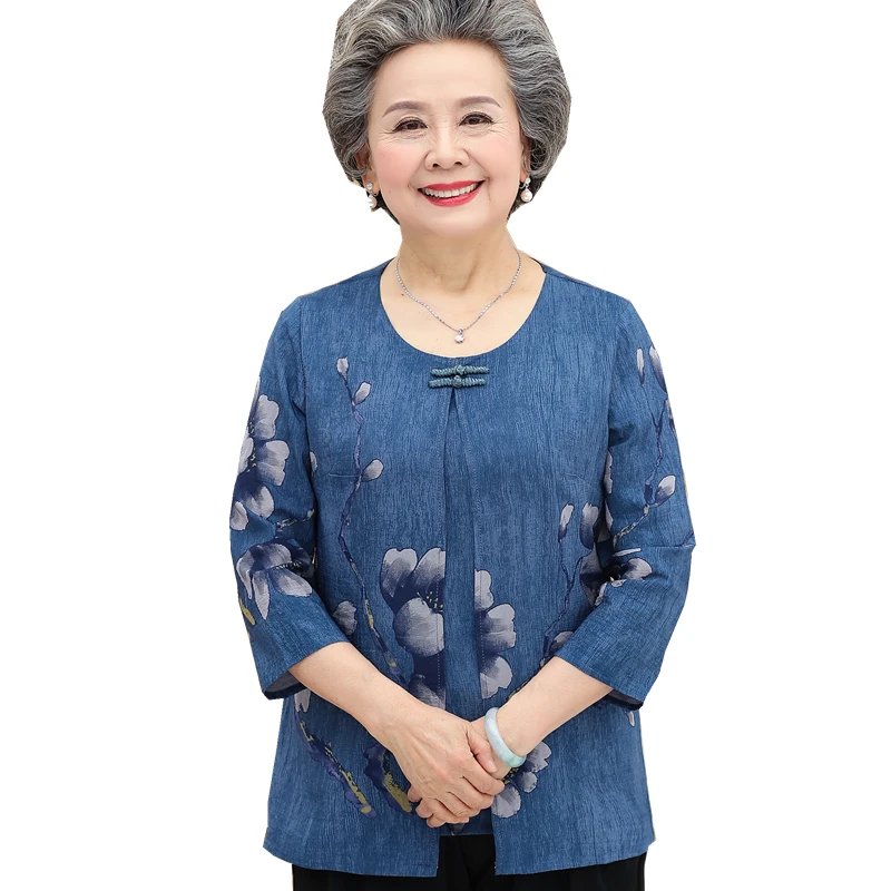 Women Sets 2 Pieces printing Lady Clothing Suits Large Size XL-4XL 2022 Summer Middle aged grandma Costume Women Tops + Pants