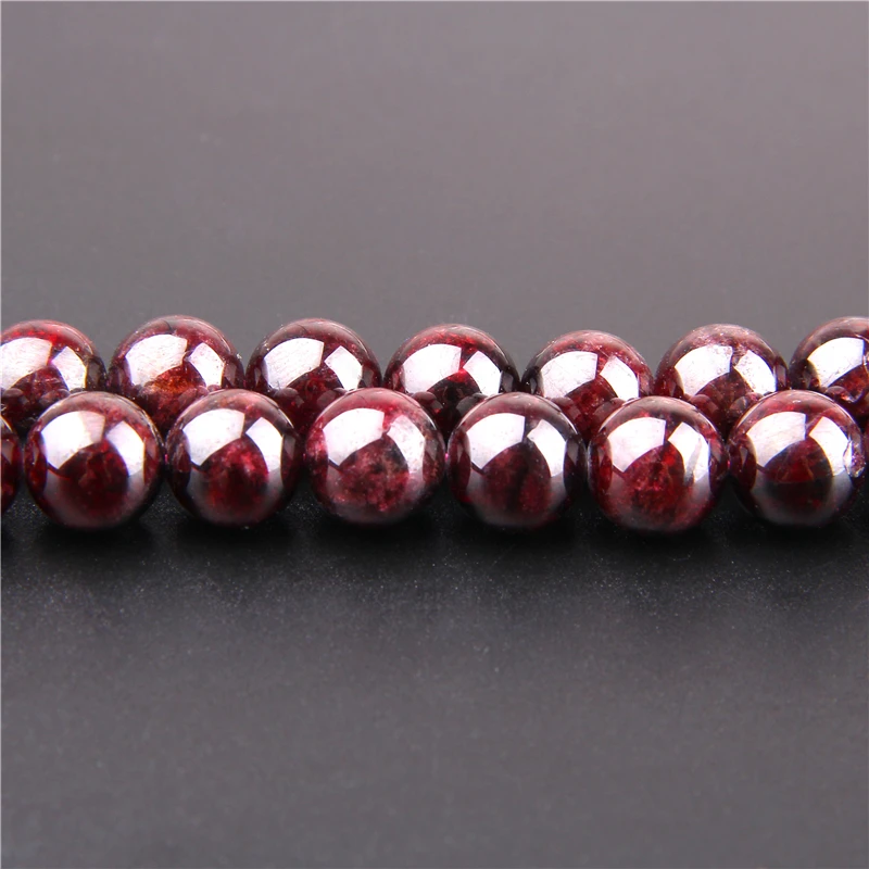 Wholesale Natural Stone Dark Garnet Beads Natural Gem Dark Red Round Smooth Loose Beads DIY Bracelet For Jewelry Making handmade