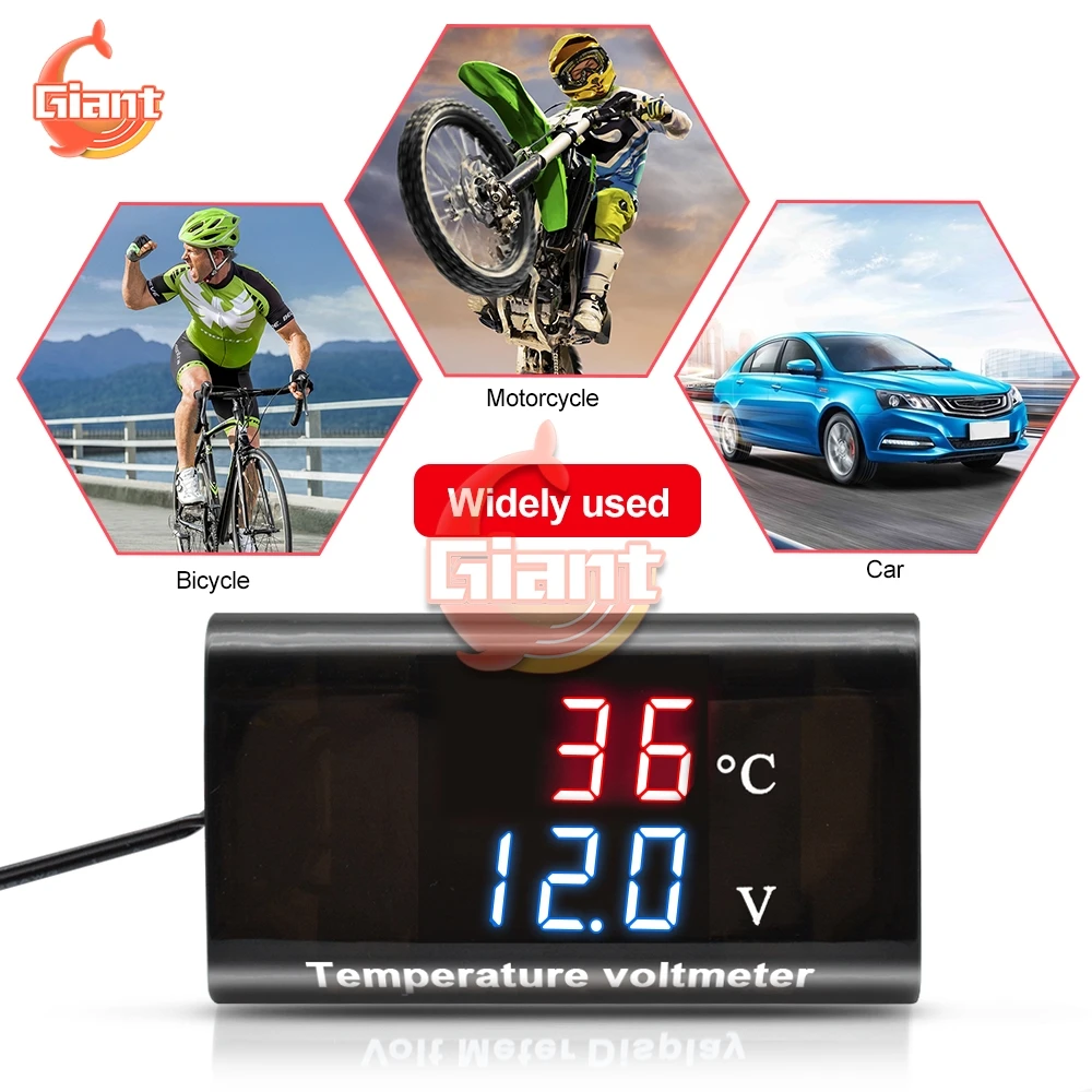 0.28 Inch LED Digital Dual Display 2 In 1 Thermometer Voltmeter Termometro Temperature Meter Voltage Monitor Tester for Car Boat