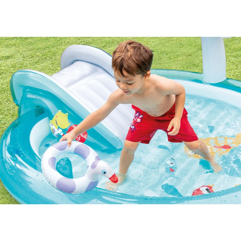 Gator Outdoor Inflatable Pool for Children Water Play Center with Slide 57165