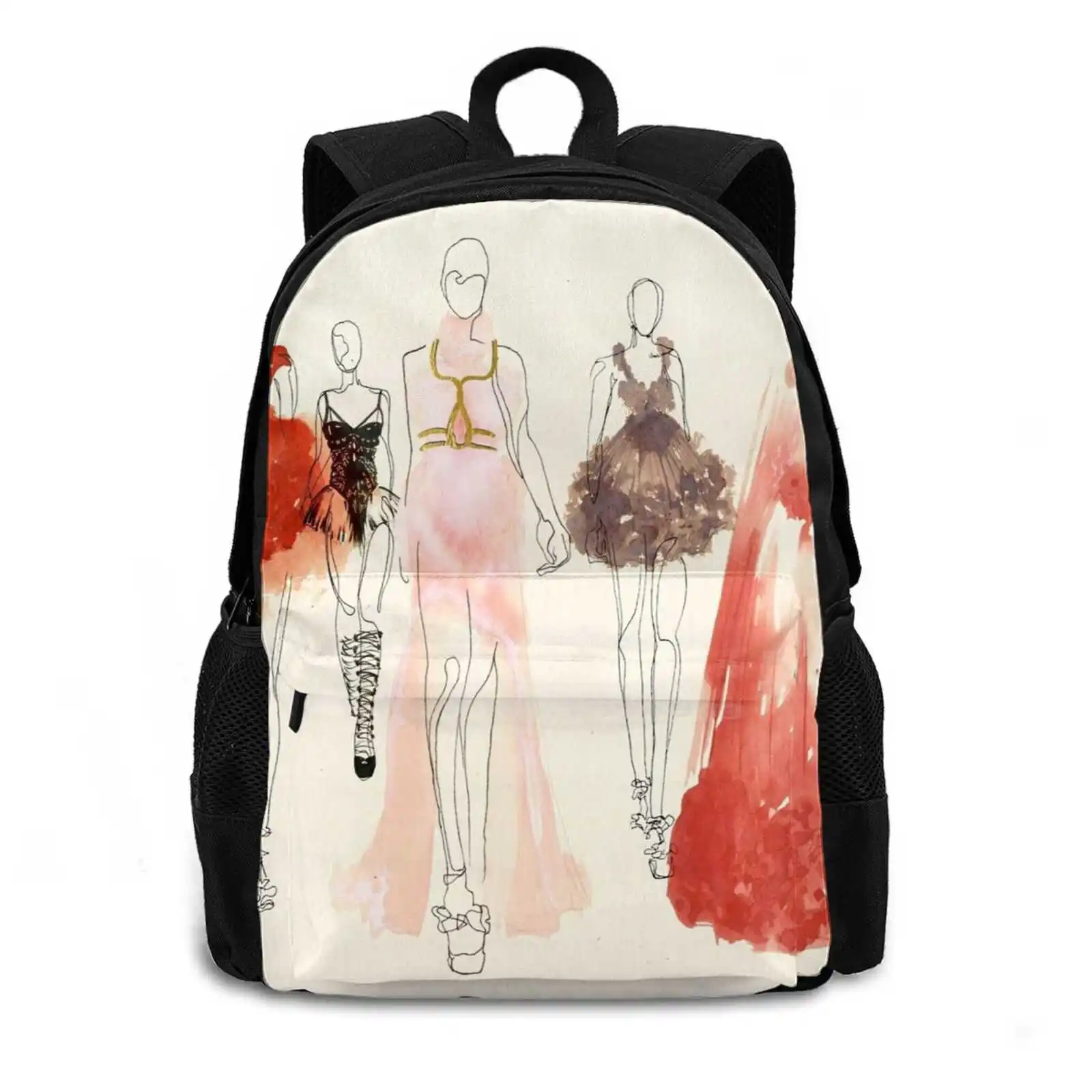 - 2013 Favorites Fashion Travel Laptop School Backpack Bag Fashion Queen Runway Uture Watercolor Drip Transparent Skeleton Ink