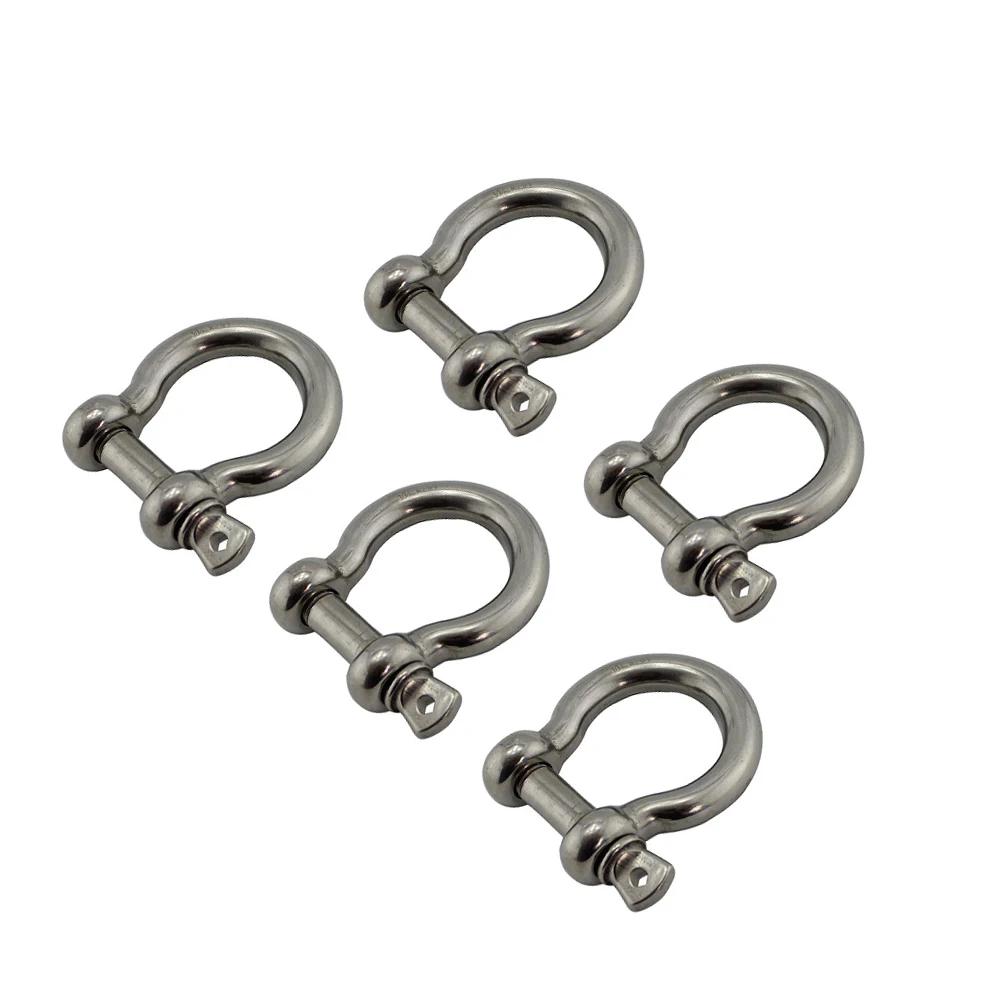 5PCS 304 Stainless Steel Safety Screw Pin Anchor Bow Shackle 4mm To 10mm Rigging Hardware Large Shackles For Survival Bracelets