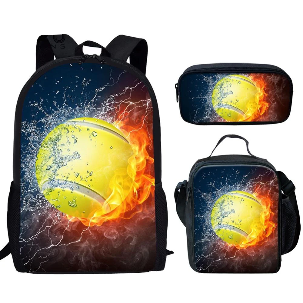 2025 School Bags For Teenage Girls Boys Tennis/Volleyball/Billiards/ Blazing Golf Boll 3D Print Ball On Fire Water Series